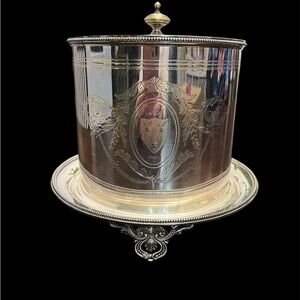 Vintage Elkington & Co Silver Plated Biscuits Box Detailed Box